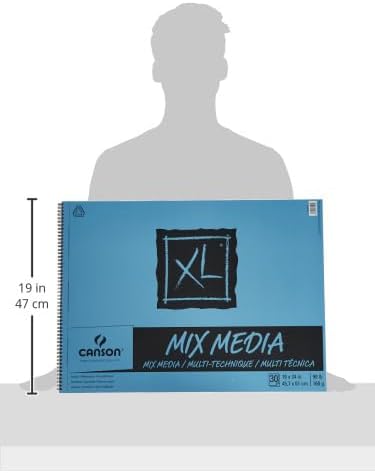 Canson XL Series Mixed Media Pad, Side Wire, 18x24 inches, 30 Sheets – Heavyweight Art Paper for Watercolor, Gouache, Marker, Painting, Drawing, Sketching