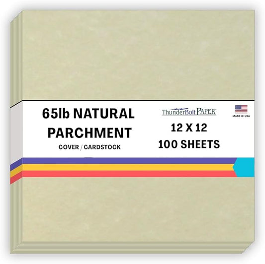 100 Natural Parchment 65lb Cover Paper Sheets 12 X 12 Inches Cardstock Weight Colored Sheets 12" X 12" (12X12 Inches) Scrapbook Album|Cover Size - Printable Old Parchment Semblance