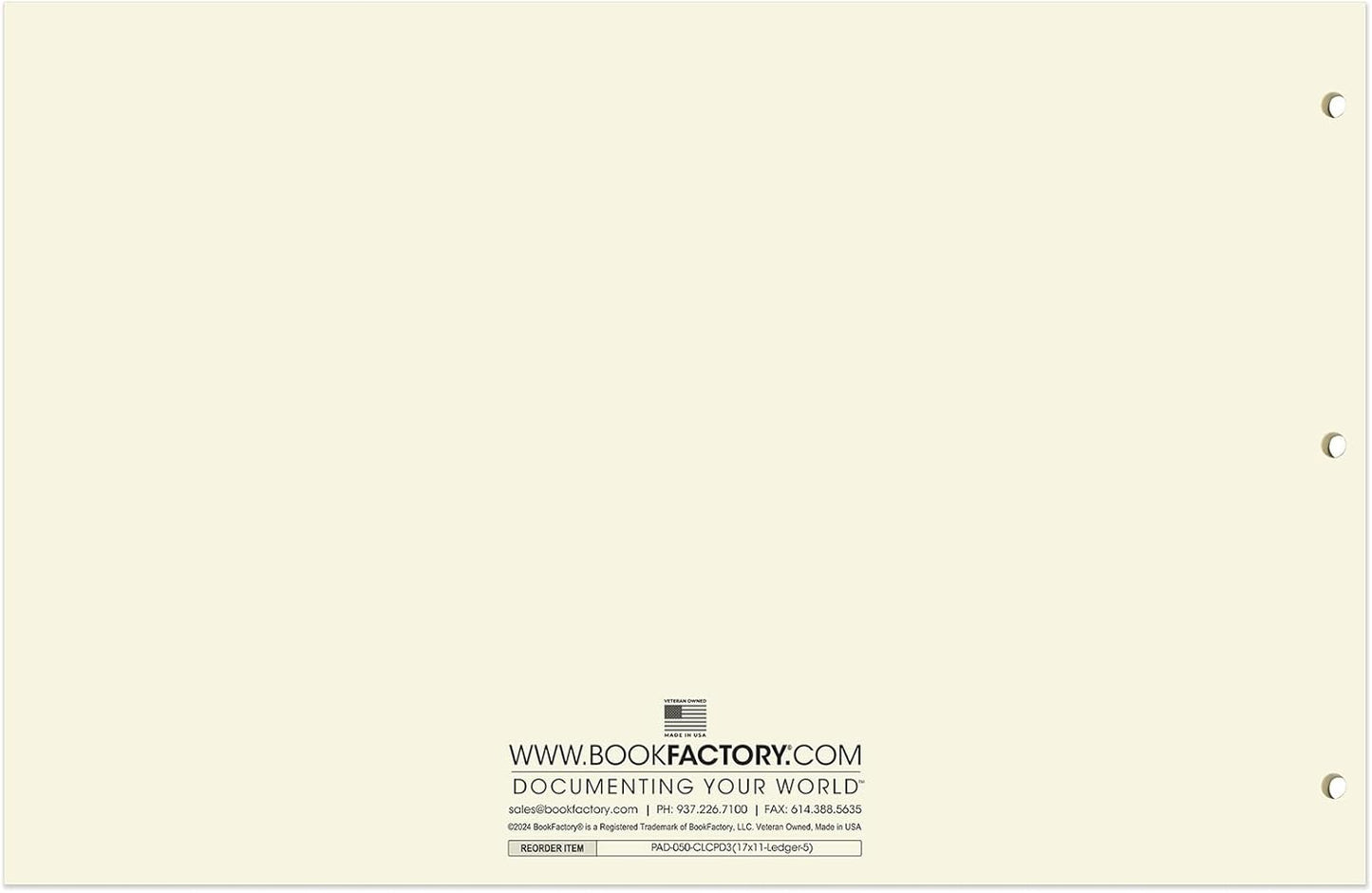 BookFactory Ledger Pad/Large 5 Column Accounting Ledger Columnar (Five Columns) Pads - 17'' x 11'', 50 Pages, Notepad Landscape Format (PAD-050-CLCPD3(17x11-Ledger-5)-AX)