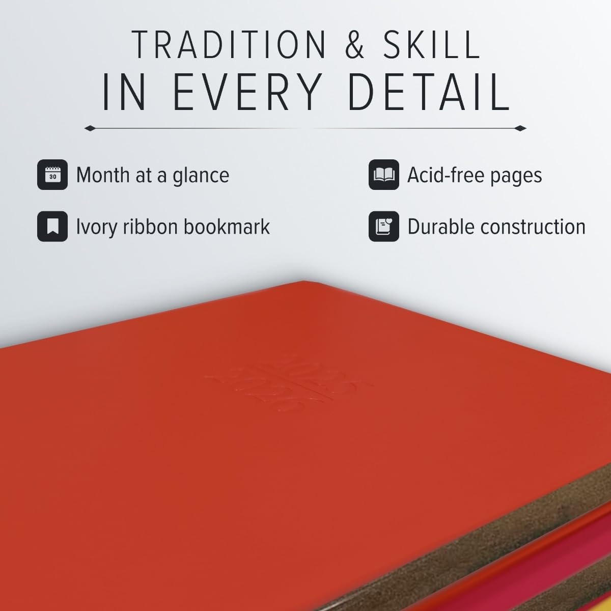 Gallery Leather Academic Planner 2025-2026, Teacher and Student Weekly Monthly Planner, Elegantly Bound Calendar with Gold-Gilded Page Edges, 18 Months - Acadia Tan - 9x7"