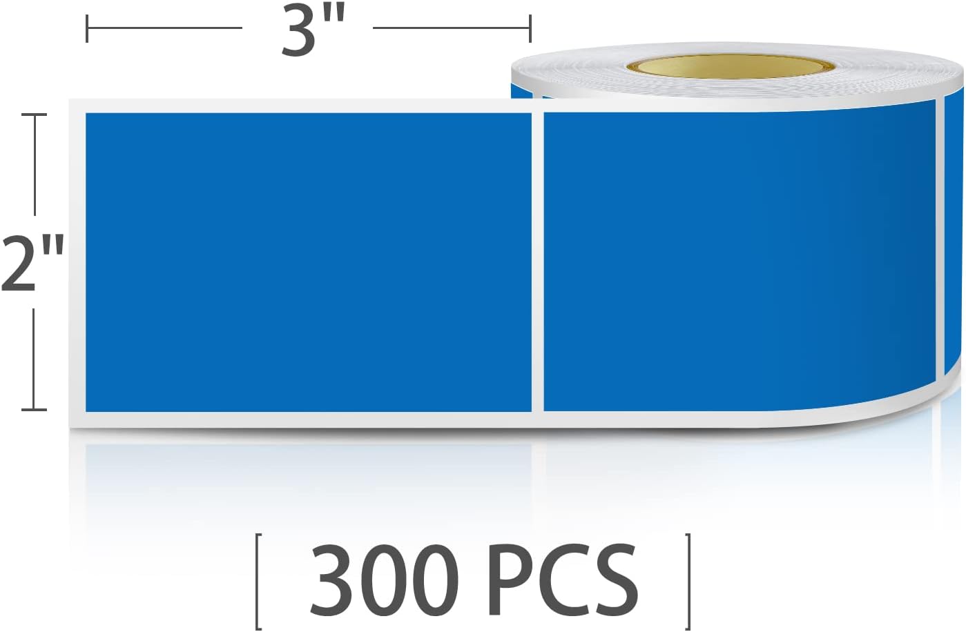 Blue Rectangle Sticker Labels 3×2 Inch Vinyl Stickers Color Coding Name Tags Roll Removable Waterproof 300 per Dispenser Box
