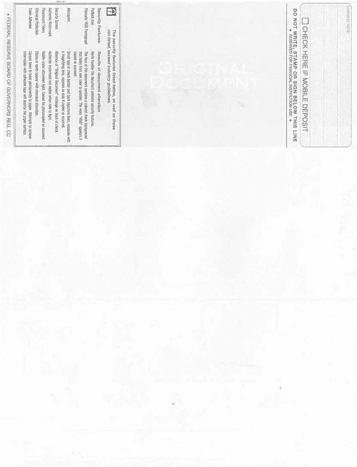 Classic Blank Top Business Check, Blank Computer Top Check Paper with Burgundy Herringbone Background and Signature Line, 500/Pk