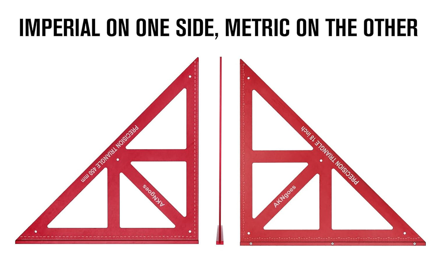 Precision Triangle Square 18inch, Metric & Imperial Scale Framing Square for Precise 90 and 45-Degree Measurement, Aluminum Alloy Architect Ruler for Carpenter