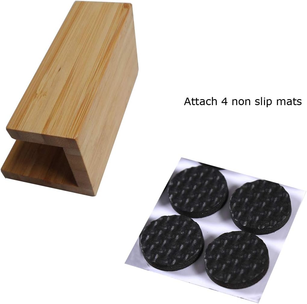 enyuwlcm 2 Pack Bamboo Wood Desktop Business Card Holder Display for Desk Sturdy Business Card Stand for Office Tabletop Counter Organizer