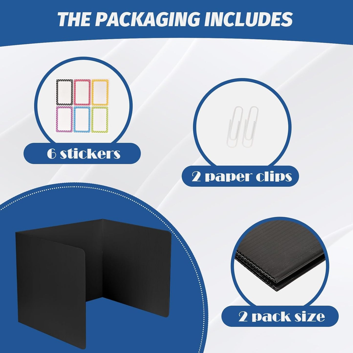 2 Pack Desk Dividers for Students,3-Fold Privacy Screens,Testing Dividers for Classroom Waterproof,Plastic Easy Clean Privacy Shields for Student Includes Extra Labels