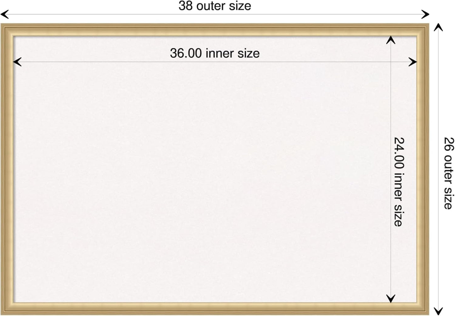 Amanti Art White Cork Board for Wall, 26x38 Vision Board with Gold Frame, Large Corkboard Office Decor for Home Organization, Casual Corkboard Pinboard to display items for home organization