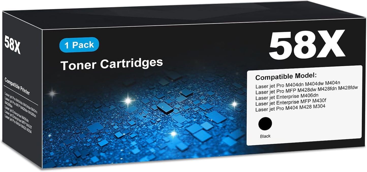 CF258X 58X Toner Cartridges Black (1-Pack) for HP 58X 58A CF258A, Laser Jet M404dn M428fdw Toner Cartridges, CF258 for Laser Jet Enterprise M404dn M404dw M404n M428dw M428fdn MFP M304 M406dn M430f