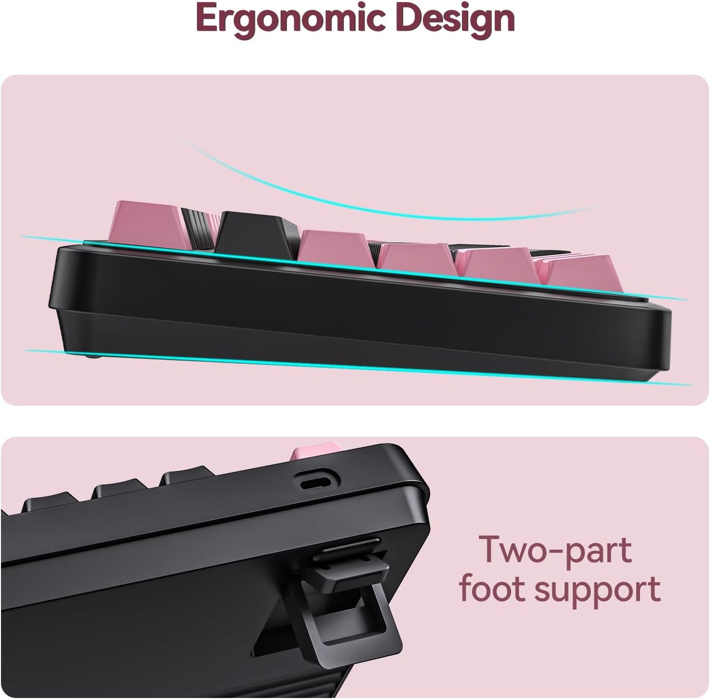 AUSDOM 98Pro Wireless Mechanical Keyboard, Tri-Mode BT/2.4GHz/USB-C Hot Swappable Custom Gaming Keyboard with Backlit, Gasket Structure, Linear Switches for Windows/Mac/PC (Black&Pink 97keys)