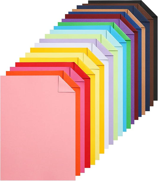 100 Sheets Colors Cardstock Craft Paper, 20 Assorted Colors 75lb Art Projects Card Stock A4 Colored Paper for DIY Cards, Birthday Decorations, School, Party
