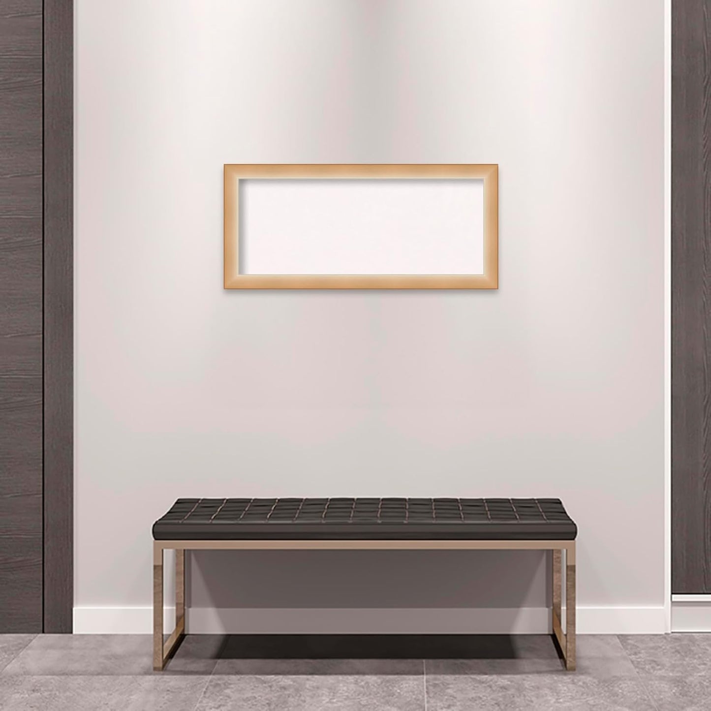 Amanti Art White Cork Board for Wall, 15x33 Vision Board with Gold Frame, Medium Corkboard Office Decor for Home Organization, Modern Contemporary Corkboard Pinboard to display items for home