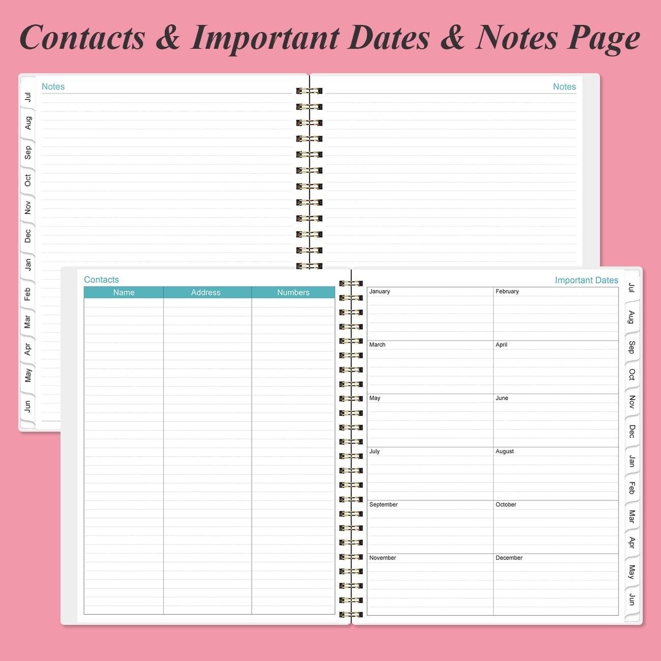 2025-2026 Planner - Academic Planner 2025-2026 from July 2025 to June 2026 with 12 Monthly Tabs, Flexible Cover, Inner Pocket, 8.5" x 11", Pink