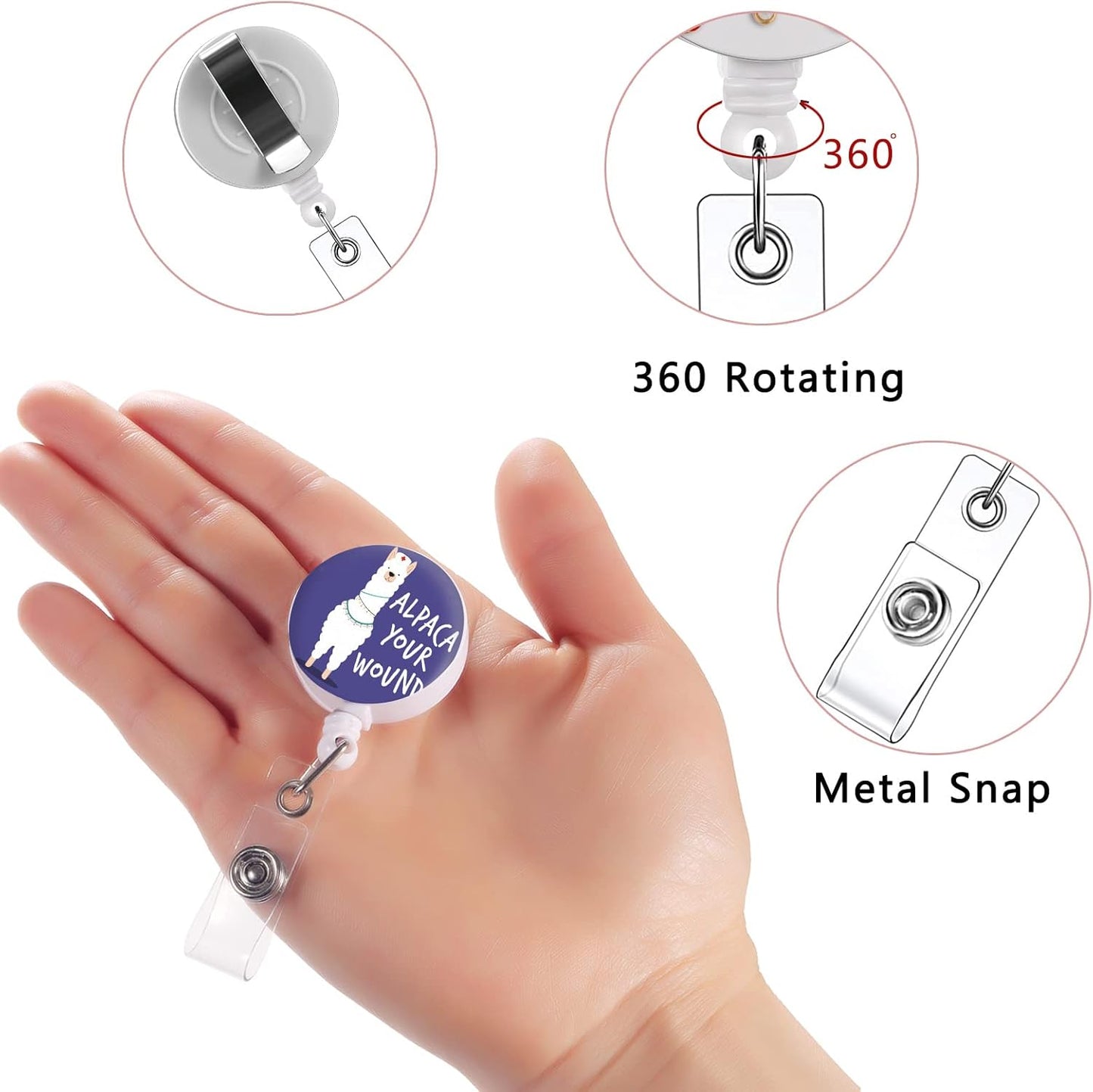 15pcs Nursing Student Must Haves Badge Reels Retractable Badge Holders,Id Badge Holder Retractable Clip,Funny Badge Reel Cute Badge Reel Retractable Lanyards for Id Badges,Nurse Accessories for Work