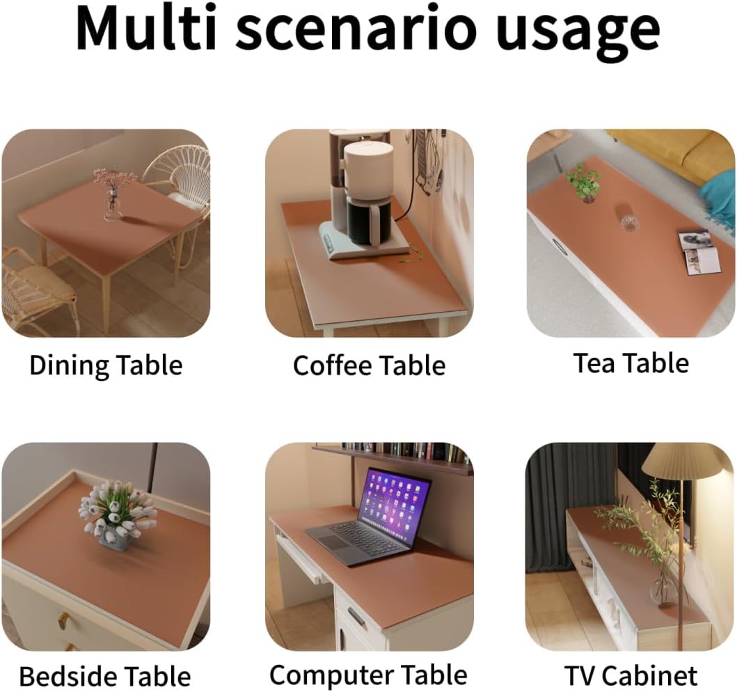 Leather Table Cover,1.8mm Thick,40x40 Inch Table Protector,Table Protector for Dining Room Table,Dining Table Cover,Table Cover Protector.(Brown+Gray,40x40)