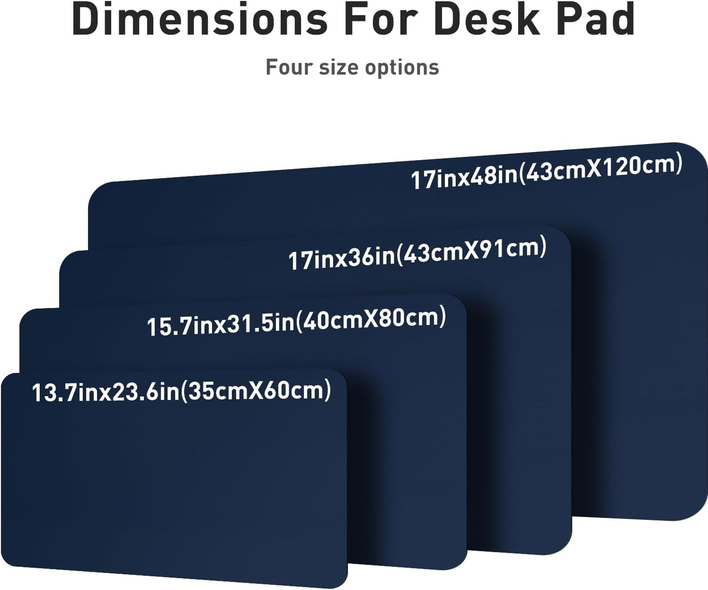 Aothia Leather Desk Pad Protector, Mouse Pad, Office Desk Mat, Non-Slip PU Leather Desk Blotter, Laptop Desk Pad, Waterproof Desk Writing Pad for Office and Home (48"x17", Dark Blue)