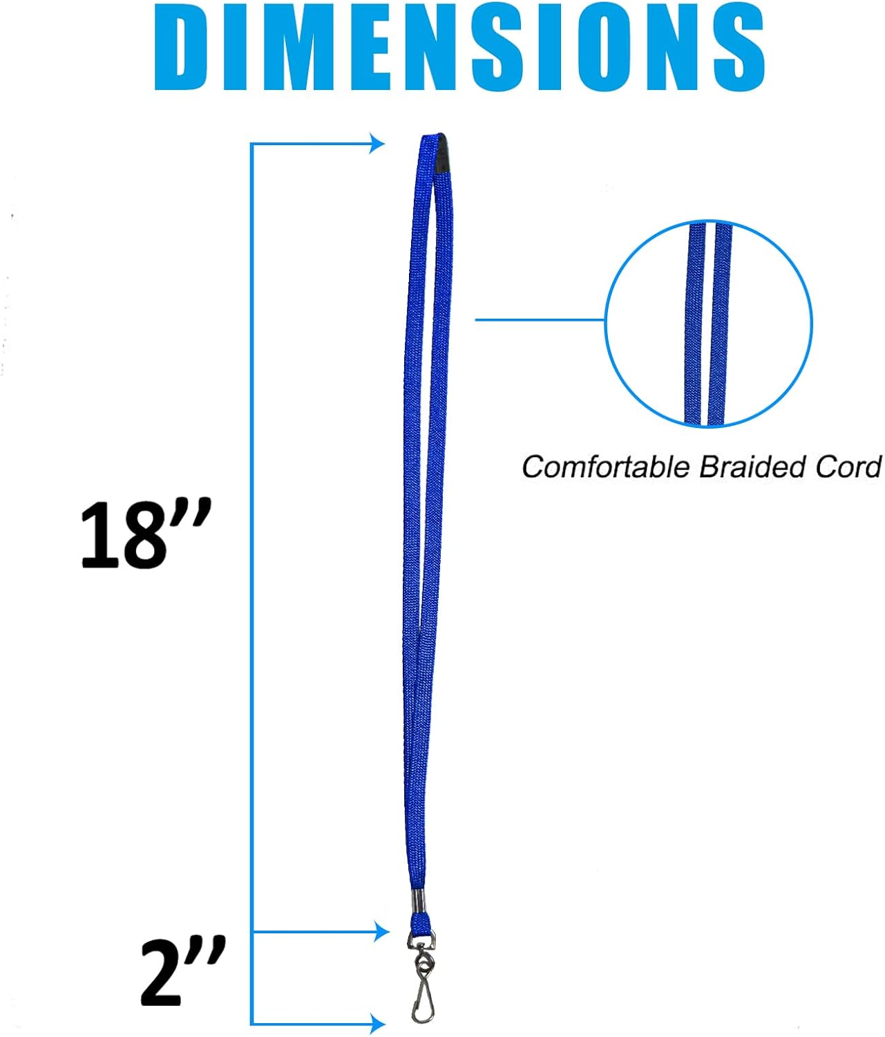 60 Pcs Breakaway Lanyards Safety Blue Lanyard with Swivel J Hook Premium Bulk Flat Lanyards 36" for ID Name Badge Holder, ID Badges Cruise, School, Students, Coach, Festival and Hang Keys