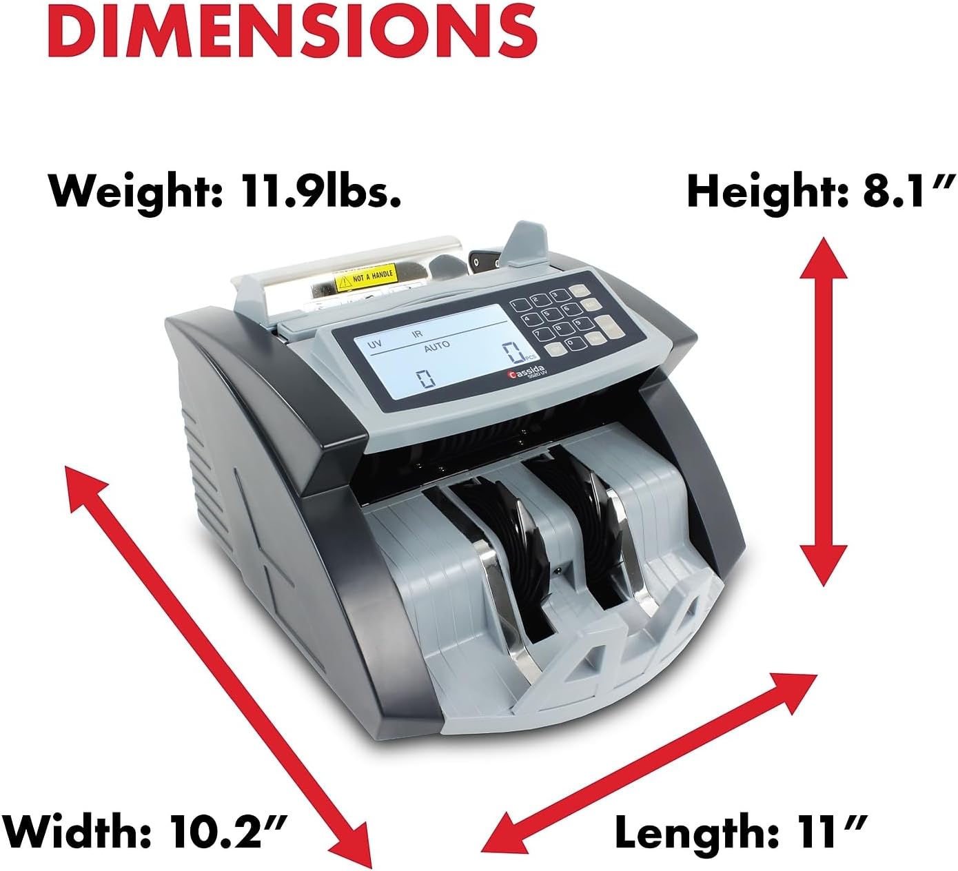 Cassida 5520 UV - USA Money Counter with ValuCount, UV/IR Counterfeit Detection, Add and Batch Modes - Large LCD Display & Fast Counting Speed 1,300 Notes/Minute