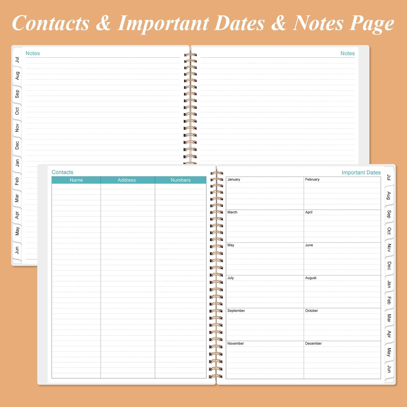 2025-2026 Monthly Planner - 18 Monthly Calendar, July 2025 - December 2026, Two Pages Per Month, 9" x11" Planner with Tabs, Strong Twin-Wire Binding, Inner Pocket, Rose Flowers