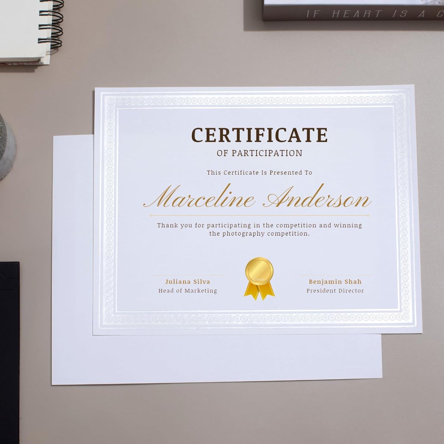 50 Count Certificate Paper 8.5 x 11 for Printing,Blank Silver Foil Border,Award Certificate Paper for Business,Graduation Diploma,School and Achievement (White)