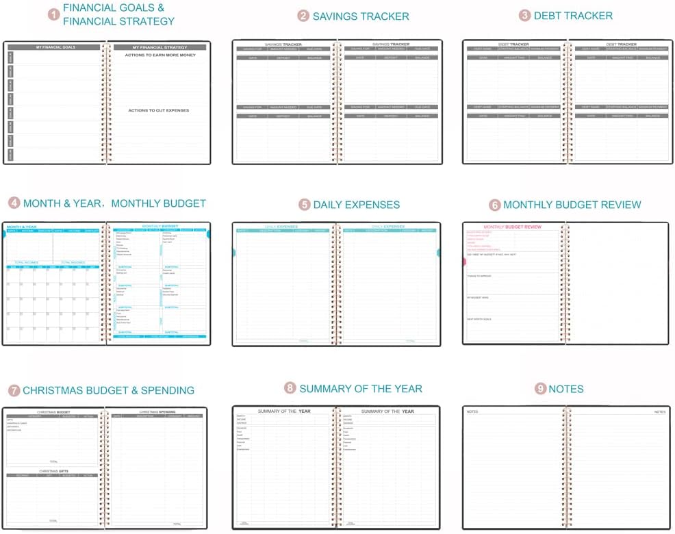 Budget Planner - 8" x 9.5" Monthly Budget Book with Expense Tracker Notebook, 2023-2024 Budgeting Book and Financial Planner to Control Your Money. Large Size, PU Leather, Black