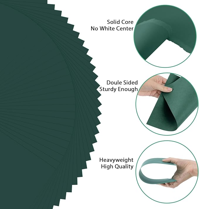 OcePor 50 Sheets Dark Green Cardstock Paper, Colored Printer Paper 8.5 x 11, Thick Construction for Cards Making, Scrapbook,Office Printing, Invitations, Certificates,DIY Crafting 92 lb/250gsm