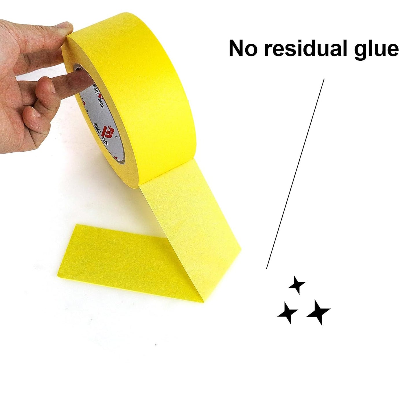BOMEI PACK Yellow Painters Tape 2 inch Wide, Yellow Masking Tape 3 Rolls x 2 inch x 60 Yards (180 Total Yards) Residue-Free Painting Tape for Labeling, DIY Crafting, Decoration and School Projects