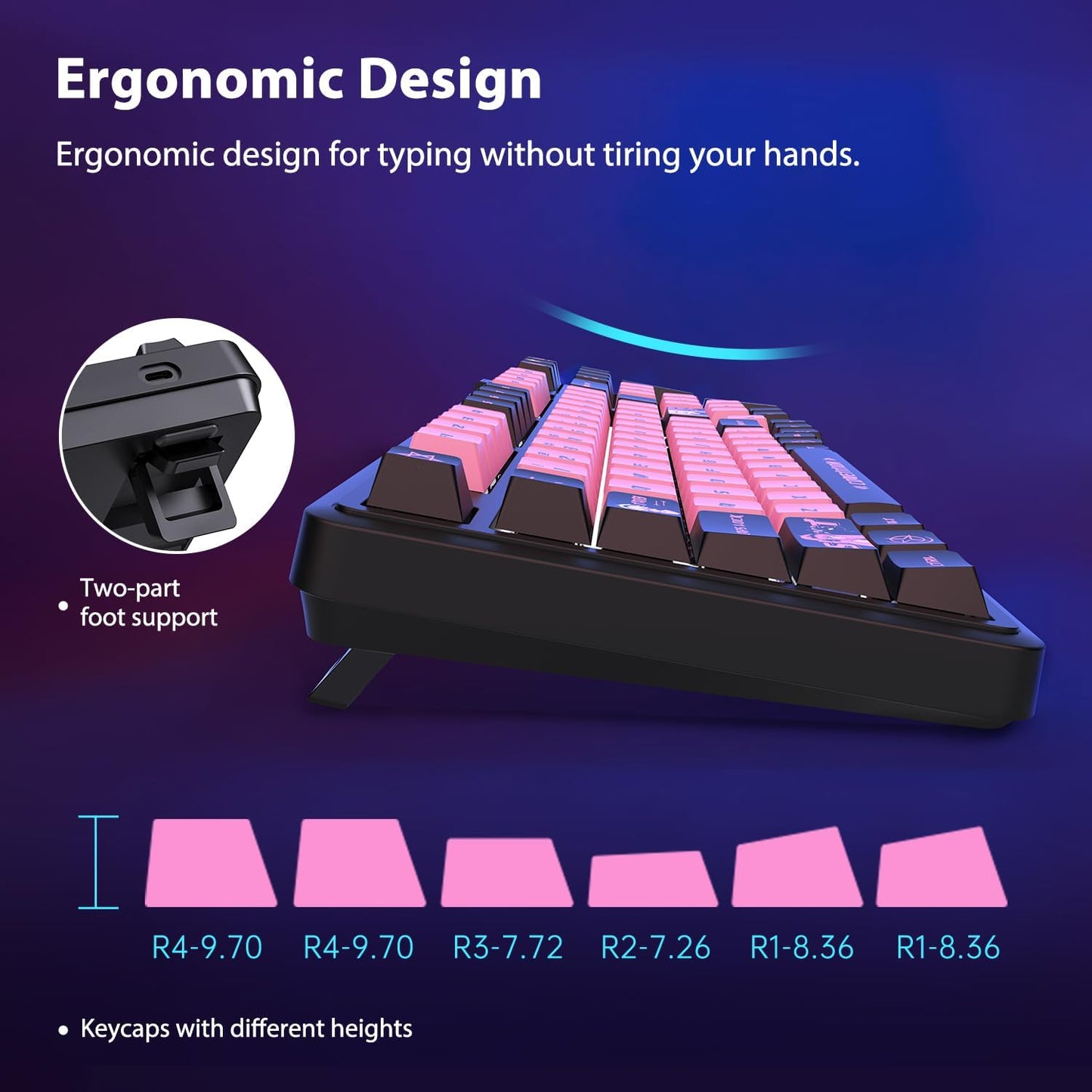 AUSDOM 98Pro Wireless Mechanical Keyboard, Tri-Mode Bluetooth/2.4GHz/USB-C Gasket Hot Swappable Custom Gaming Keyboard with Backlit, PBT Keycaps, Linear Switches, for Windows/Mac/PC (Manga Girl Theme)