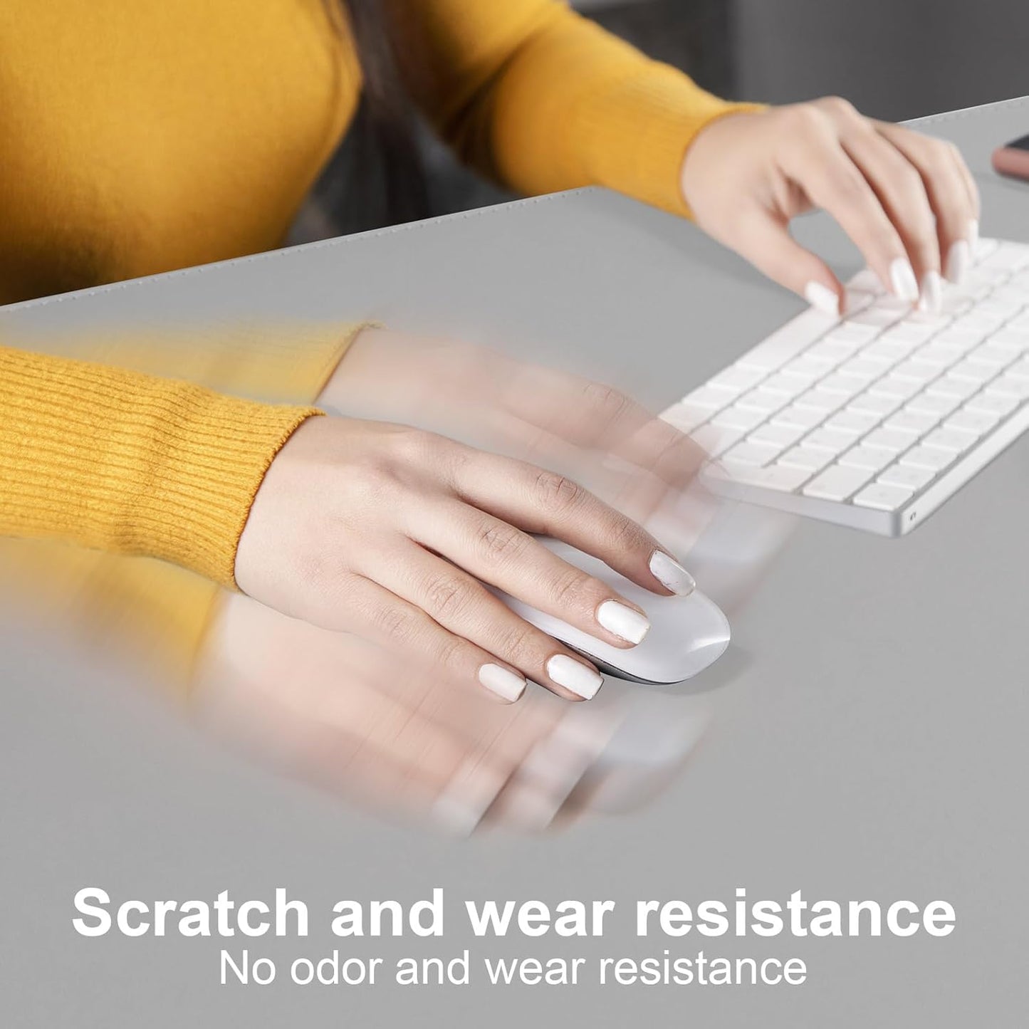 DAWNTREES Desk Mat Protector,PU Leather Desk Pad,Non Slip, Large Mouse Pad and Keyboard Mat, Waterproof Writing Pad for Office and Home (Light Gray,39.4''x19.7'')