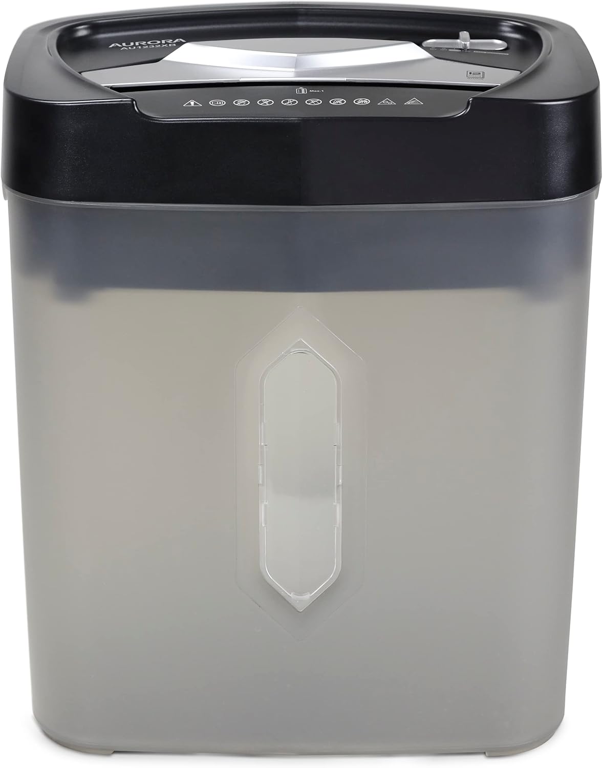 Aurora AU1232XB Anti-Jam 12-Sheet Crosscut Paper/Credit Card Shredder with 5.2-Gallon Wastebasket (Black/Semi Translucent Gray)