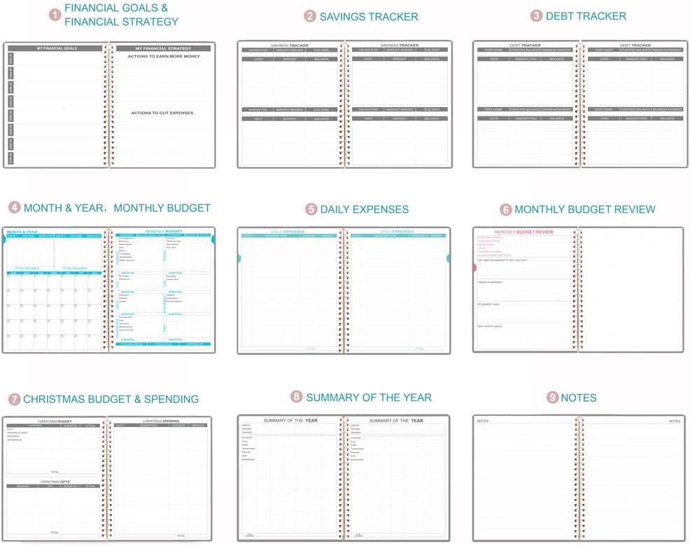 Budget Planner - 8" x 9.5" Monthly Budget Book with Expense Tracker Notebook, 2023-2024 Budgeting Book and Financial Planner to Control Your Money. Large Size, PU Leather, Grey