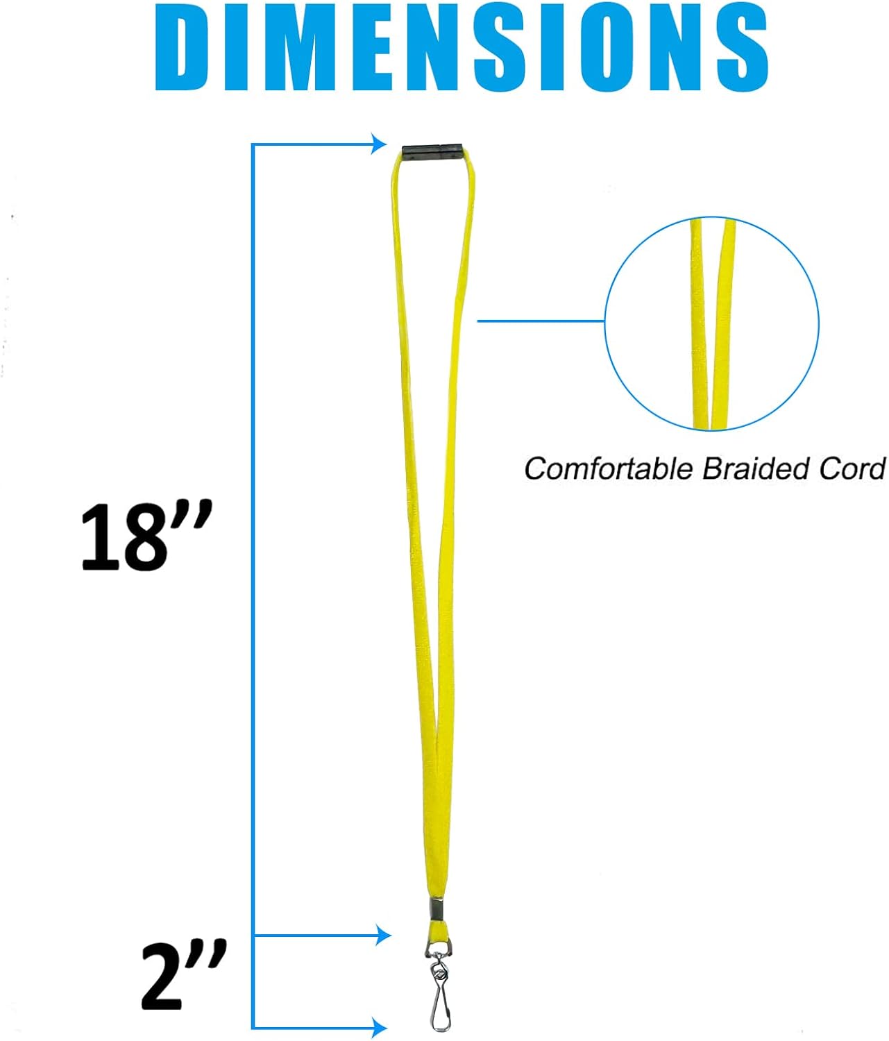 60 Pcs Breakaway Lanyards Safety Yellow Lanyard with Swivel J Hook Premium Bulk Flat Lanyards 36" for ID Name Badge Holder, ID Badges Cruise, School, Students, Coach, Festival and Hang Keys