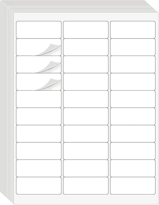 1" x 2-5/8" Address Labels 3000 Labels Sticker Paper for Laser/Ink Jet Printer mailing Labels 8.5"×11" White 30 per Sheet
