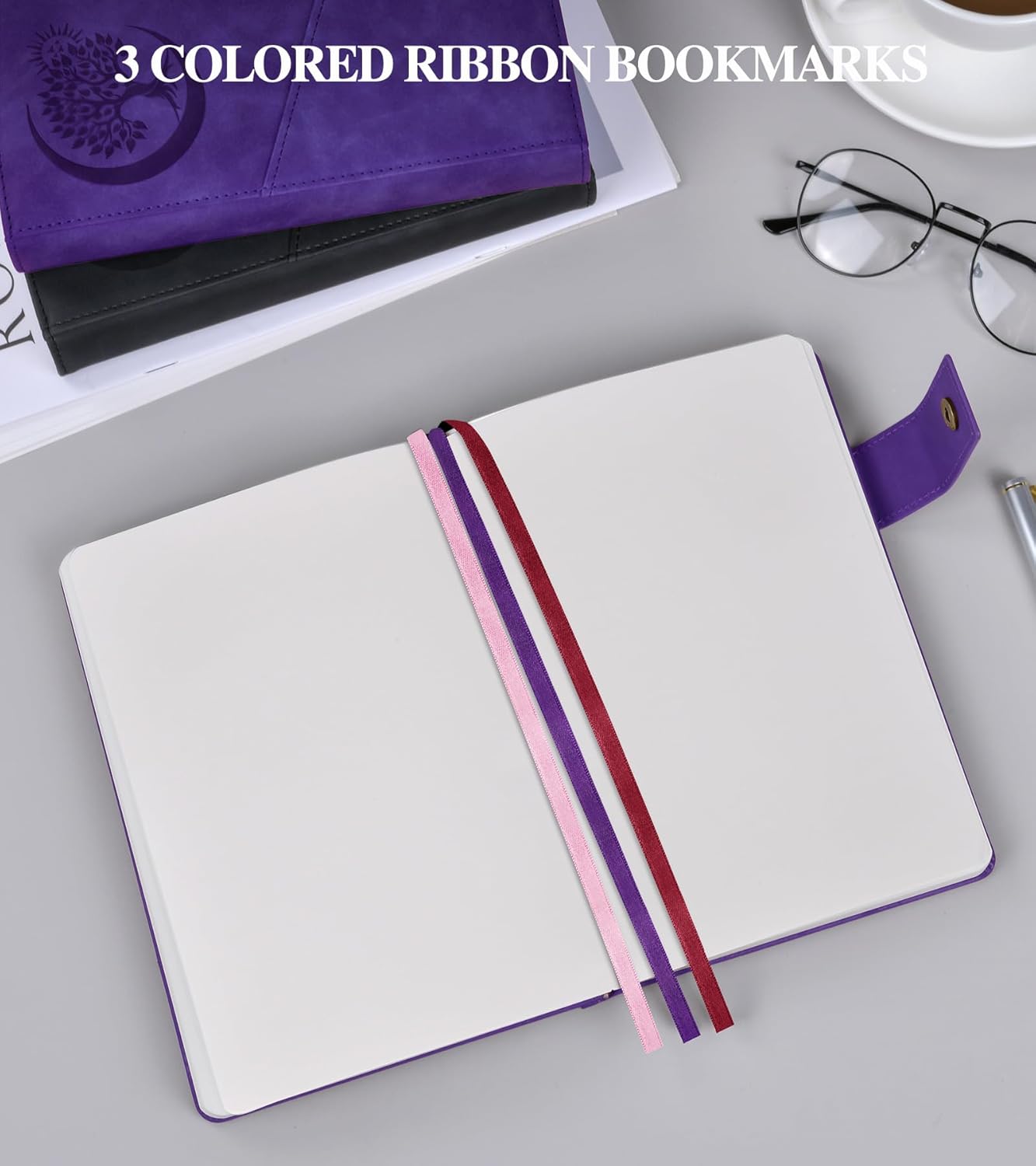 Blank Journal Notebook, A5 Hardcover Leather Sketchbook with 200 Pages Thick Blank Paper for Men Women, Unlined Drawing & Writing Journal, 5.9" x 8.4" Plain Notebook (purple)