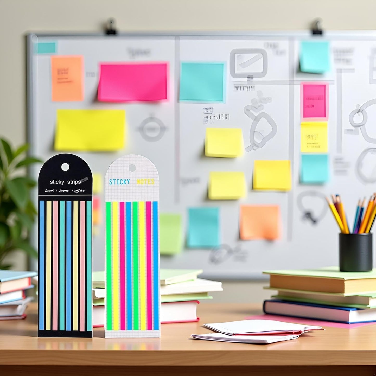 320Pcs Transparent Highlighter Tapes,Removable Sticky Tabs for Annotating Books, Long Strips Page Markers Tabs with Scissor, Neon Clear Index Tabs Sticky Notes Office School Supplies