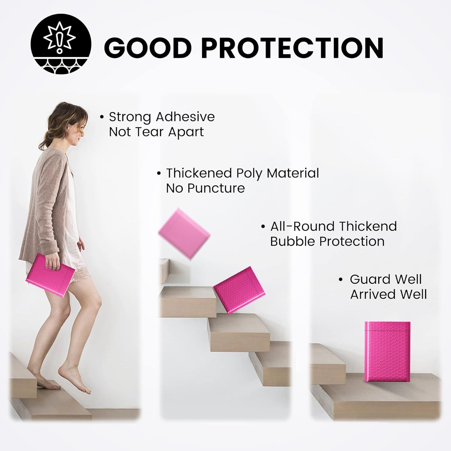 Fuxury Bubble Mailers 6x10" 100 Pack Pink Thick Padded Envelopes Usable Size 6x9" Mailing Envelopes Bubble Padded, Shipping Bags for Mailing,Packaging, Small Business, Boutique, Bulk #0