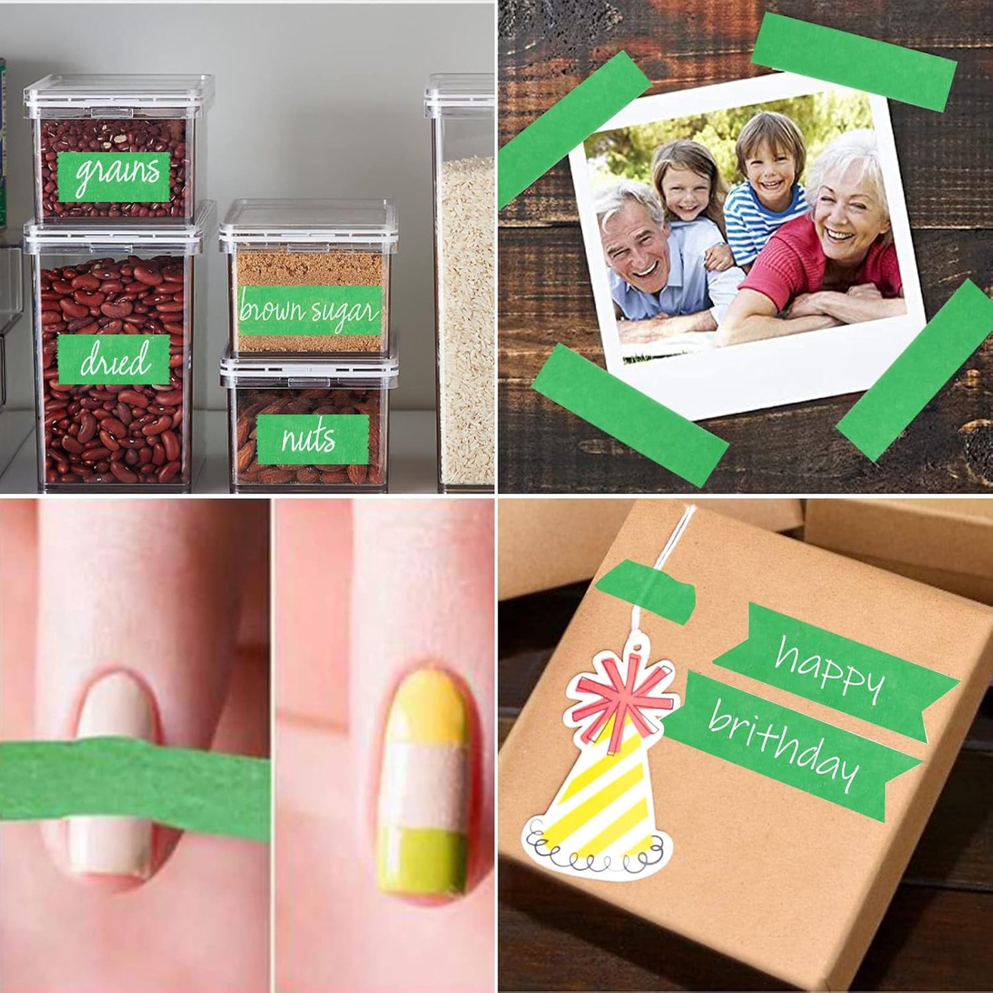 Green Painters Tape,1 inch x 60 Yards x 5 Rolls - Medium Adhesive Green Masking Tape for Painting,Labeling,DIY Crafting,Decoration and School Projects (300 Yards Total)