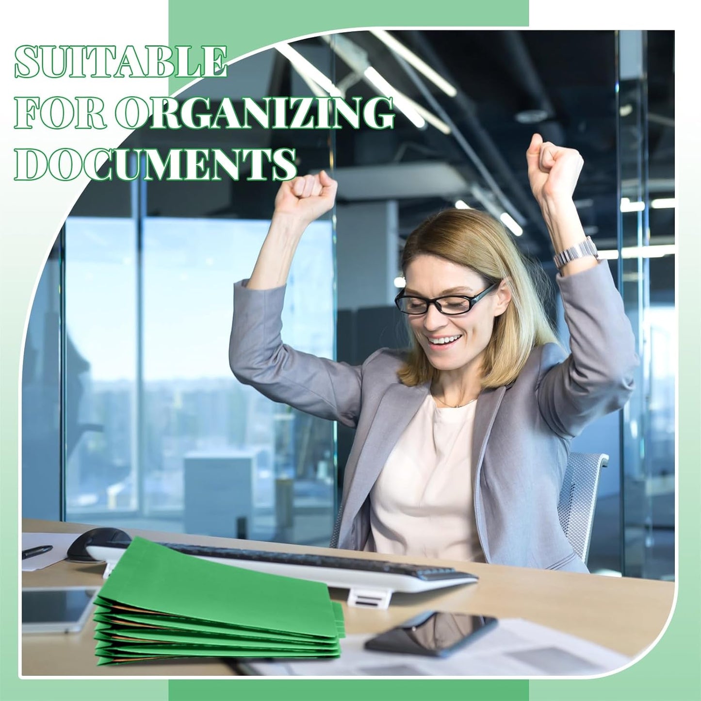 72 Pcs Classification Folders Letter Size, 1 Divider Pressboard File Folder with Fasteners, Expanding File Organizer Bulk for Teachers, Clergy, Office, Church, Christmas Donations (Green)