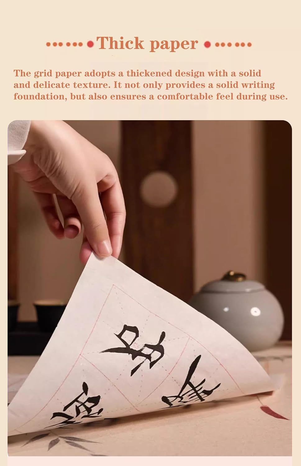 Chinese Calligraphy Paper with Grid, 100 Sheets, White Rice Paper for Brush Writing, Xuan Paper,Calligraphy Practice Paper for Beginners (White, Grid-5cm)