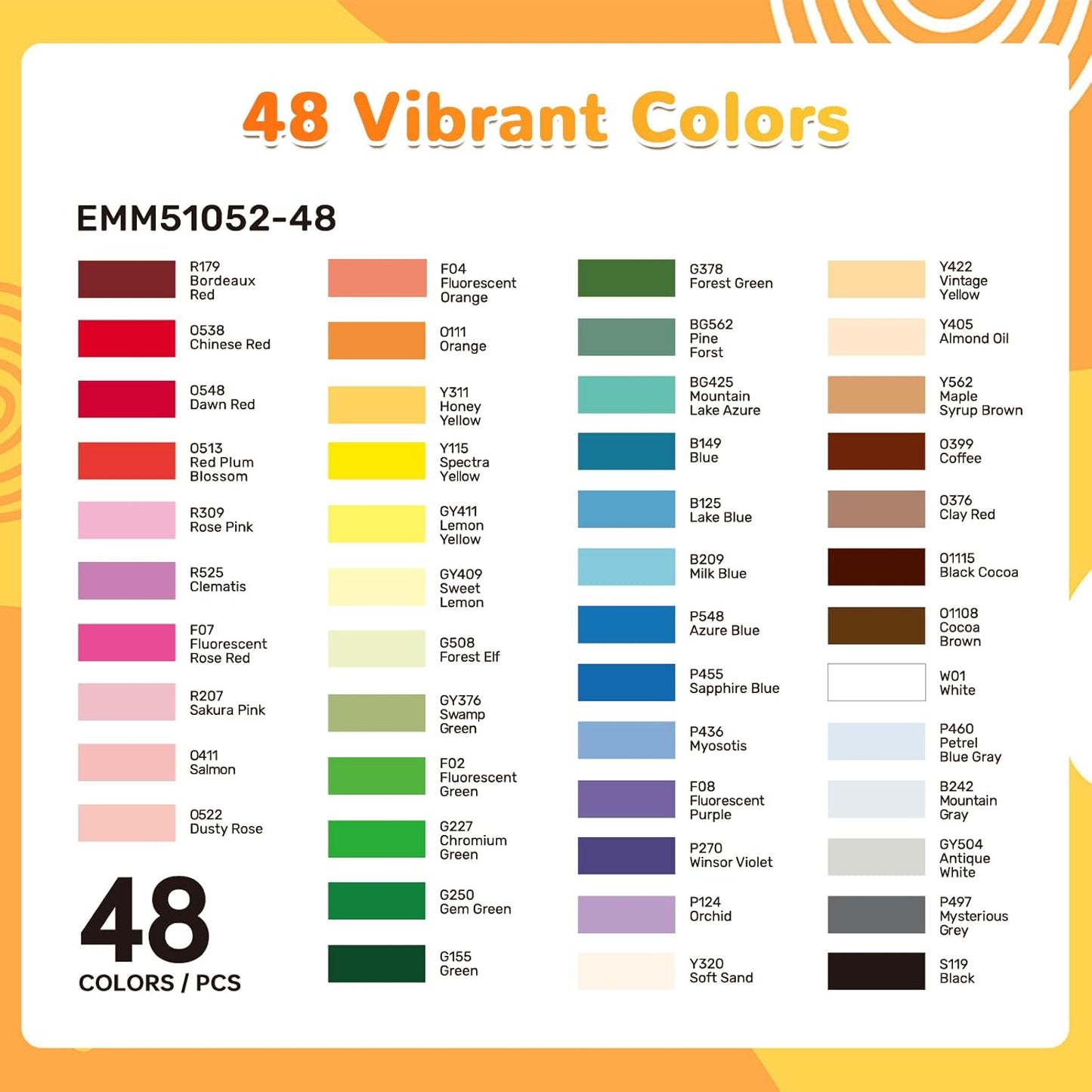 Automatic Ink Control Acrylic Paint Markers Brush Tip 48 Colors Acrylic Paint Pens Water-Based Acrylic Markers Set for Stone, Wood, Rock Painting, Canvas, Glass, DIY & Art Supplies