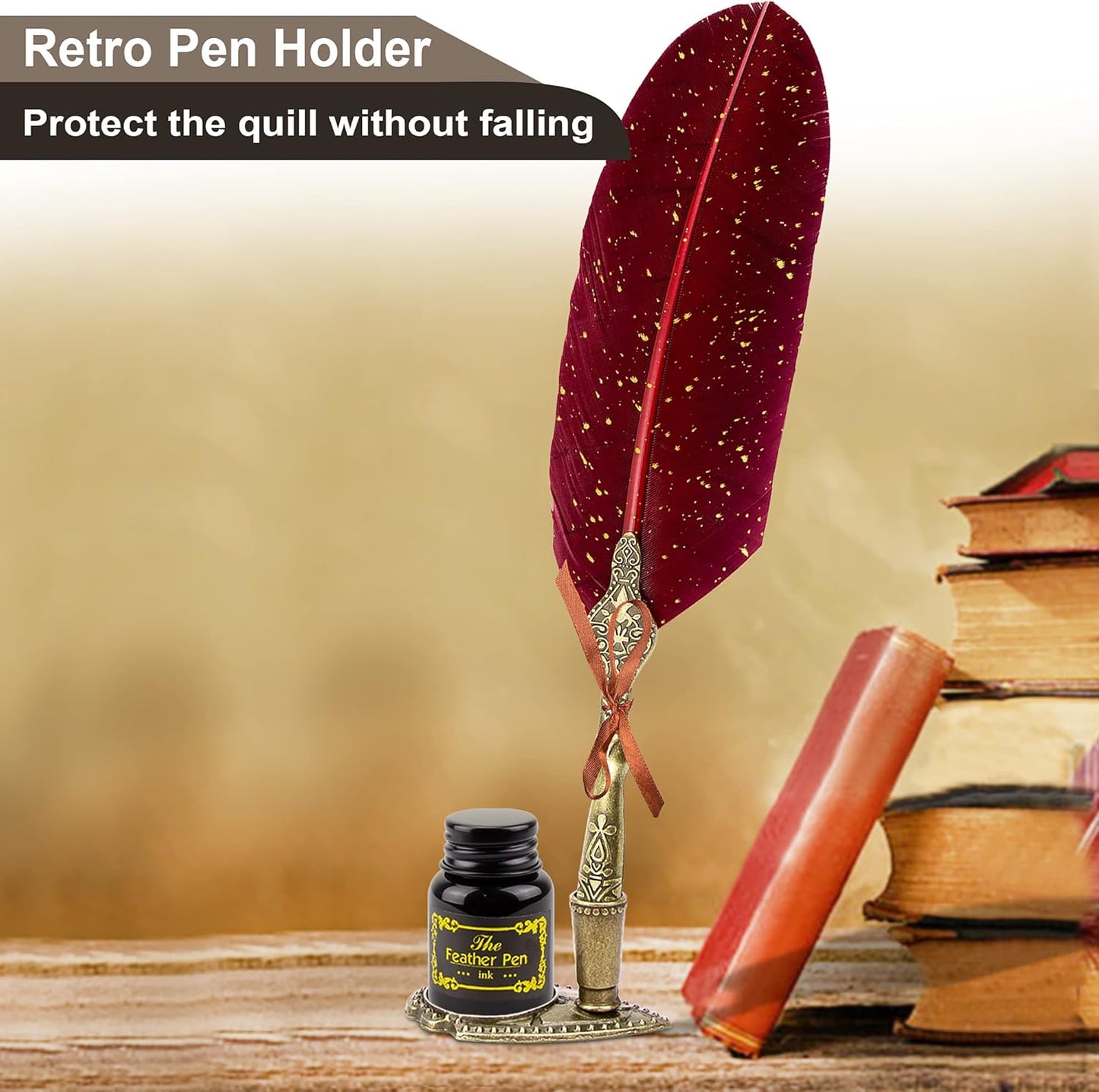 Calligraphy Set - Feather Quill Pen And Ink For Beginners (RedFeather)