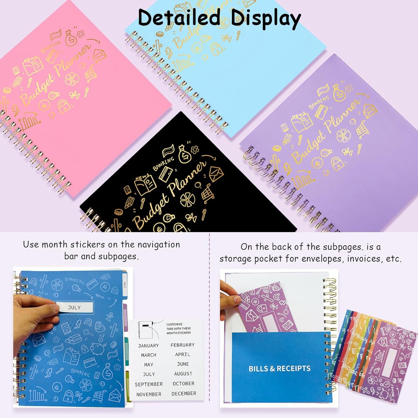 Budget Planner - B5(9.2x7'') Monthly Bill Organizer With Expense Tracker Notebook, Undated Financial Planner Budget Book To Take Control Of Your Money, Large Month Account Book With Pockets (A)