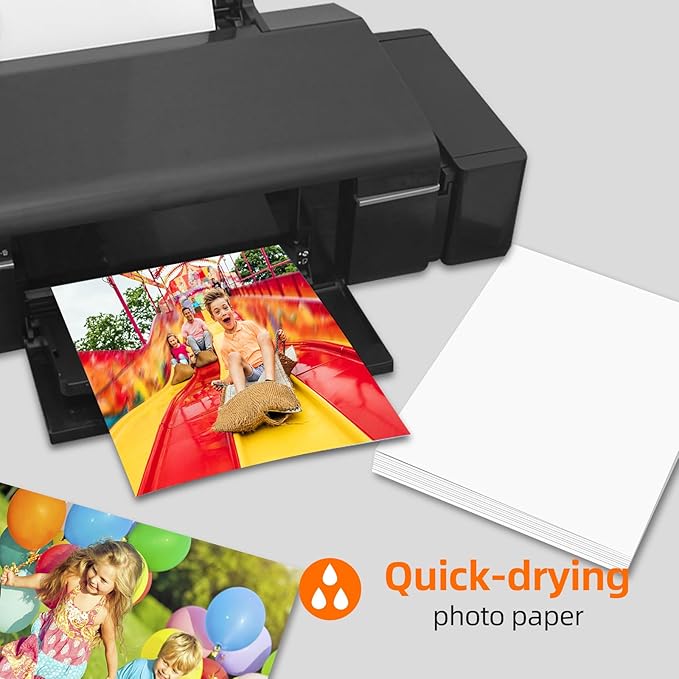 Photo Paper Single-Sided High Gloss,8x11.5 Inch, Pack of 20 Sheets, 200 g/㎡, White,Fits for Thermal Sublimation, Inkjet, laser and photo Printers, No Color Difference