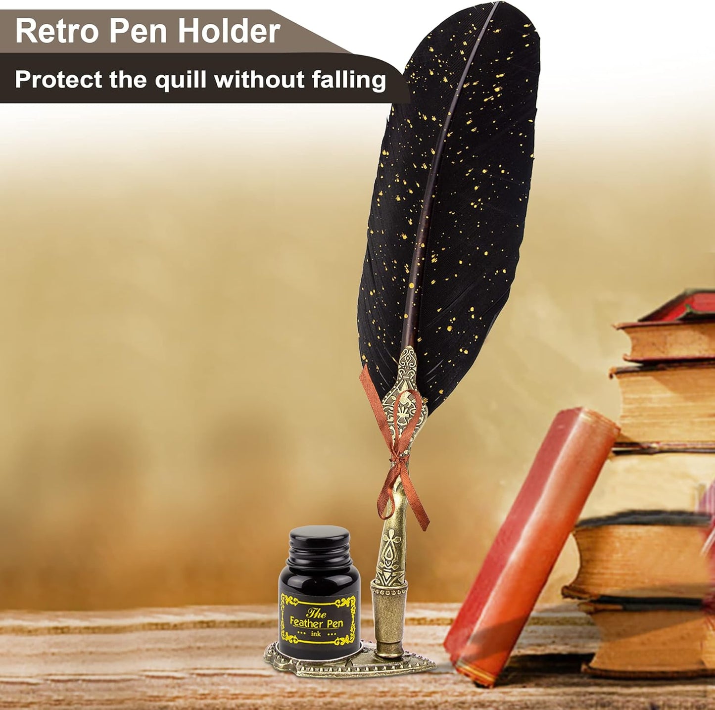 Calligraphy Pen Set - Feather Quill And Ink Set For Beginners (BlackFeather)