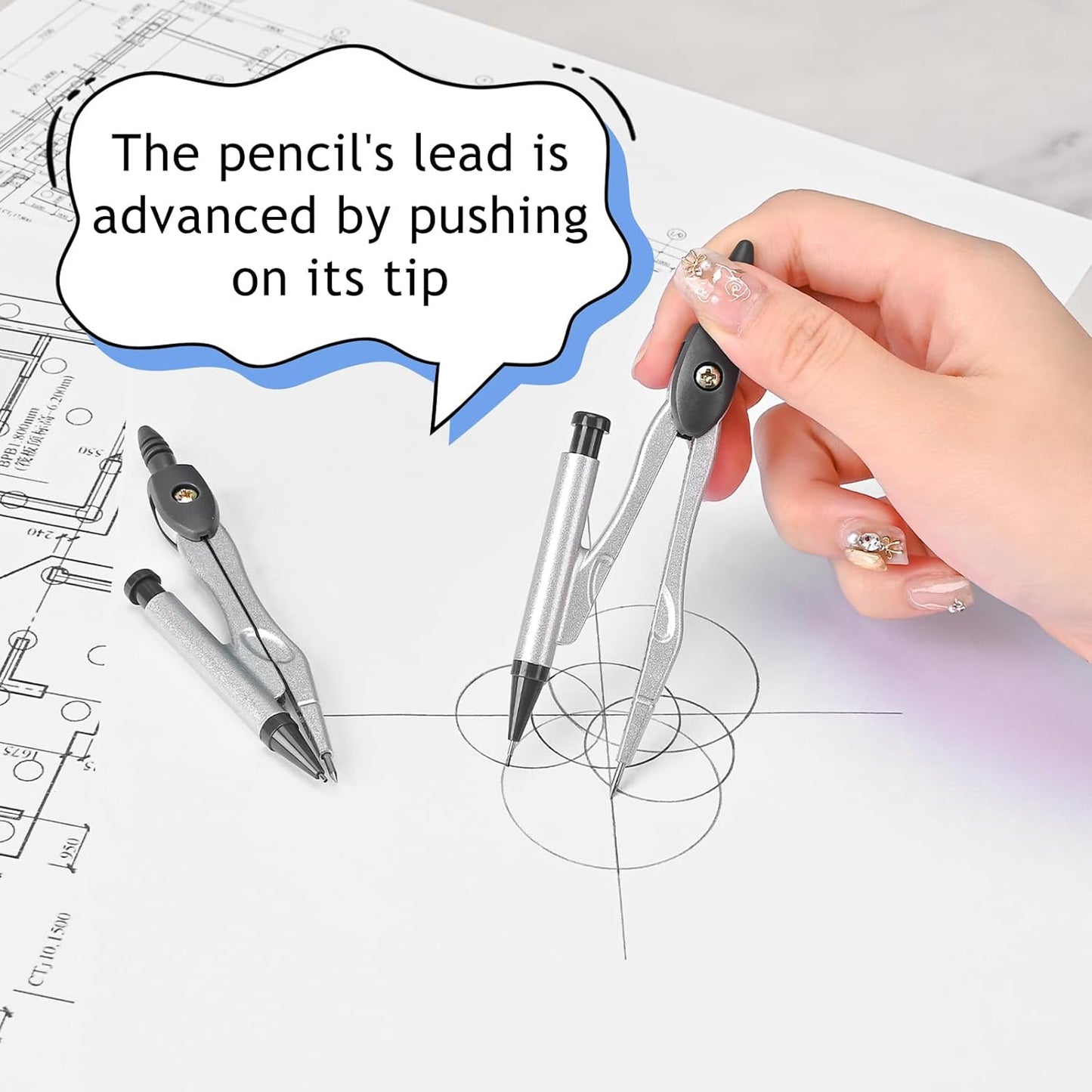 6 Pcs Metal Geometry Set, Math Geometry Kit, Metal Ruler Set and Compass Geometry Tool, Rulers Protractor and Compass Set for Student School and Drawings Supplies (Black)