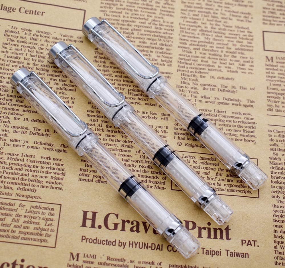 3PCS Yongsheng 3009 Piston-Filled flexible Brush Tip Fountain Pen Fine to Broad For Sketch,Drawing,Scrapbook and Calligraphy Painting