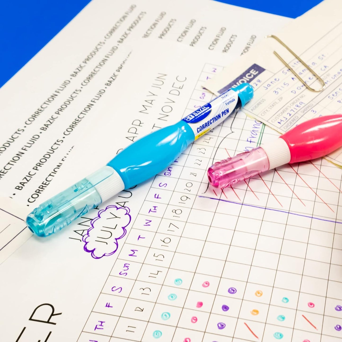 BAZIC Correction Pen (0.1 oz / 3 ml), Precise Metal Tip Applicator, Fine Point Corrections Fluid, White Out Liquid (3/Pack), 144-Packs