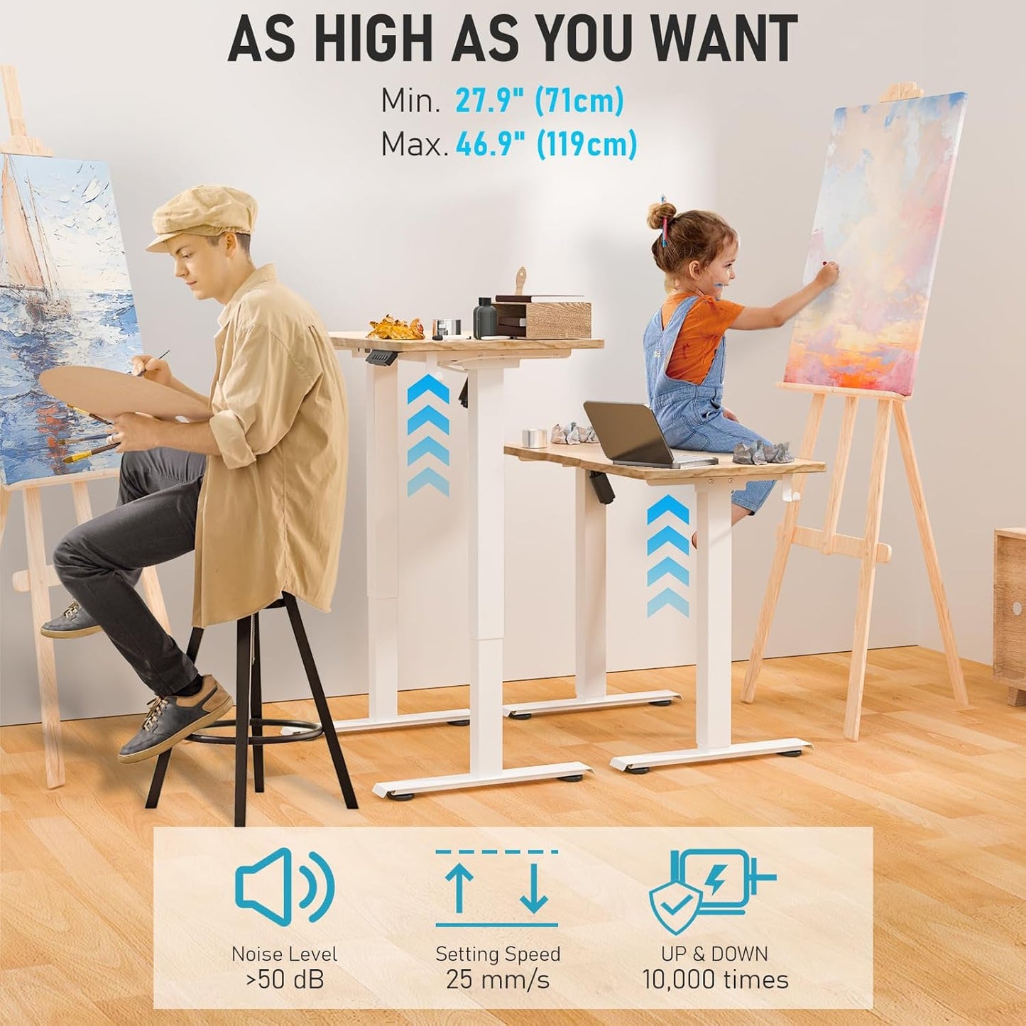 35 * 20 Electric Standing Desk, Adjustable Height Sit Stand Up Desk, Motorized Home Office Computer Gaming Workstation Desk