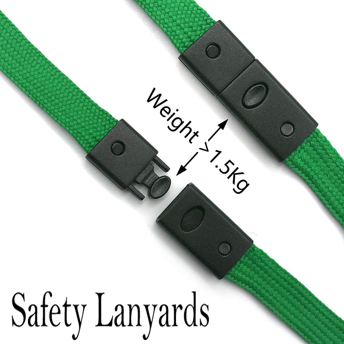 Bird Fiy Lanyards Breakaway Bulk Black Lanyards Neck Flat Safety Badge Lanyard Bulldog Clip (Green, 50 PCS)
