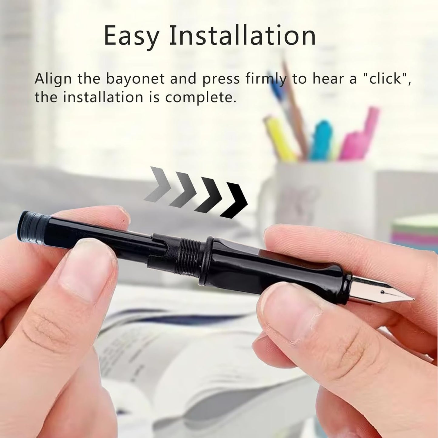 60 Count Bociyer Fountain Pen Ink Refill Cartridges | Standard International Ink Cartridge | 2.6mm bore Diameter | Black Ink