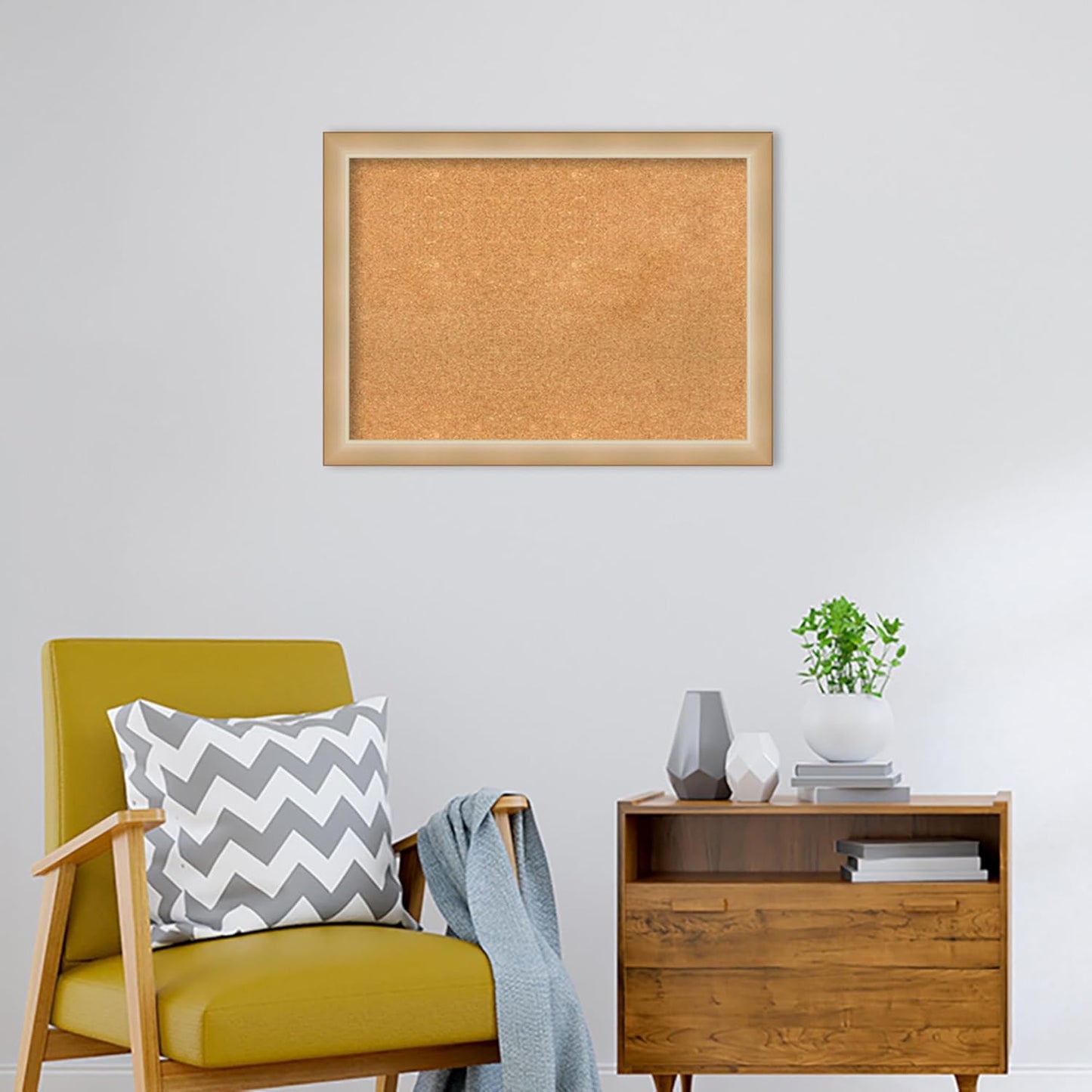 Amanti Art Natural Cork Board for Wall, 23x31 Vision Board with Gold Frame, Medium Corkboard Office Decor for Home Organization, Modern Corkboard Pinboard to Display Items for Home Organization in