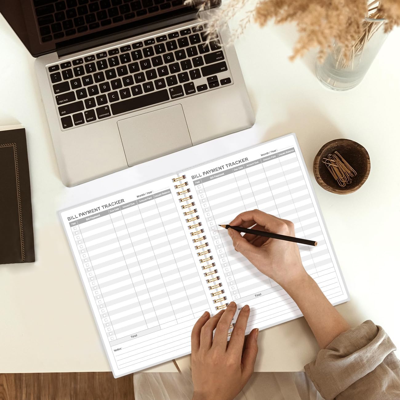 Bill Payment Tracker Notebook - Monthly Bill Organizer & Planner for Personal Budgeting Financial, Payments Checklist Organizer, 5.8" x 8.5", Teal Floral